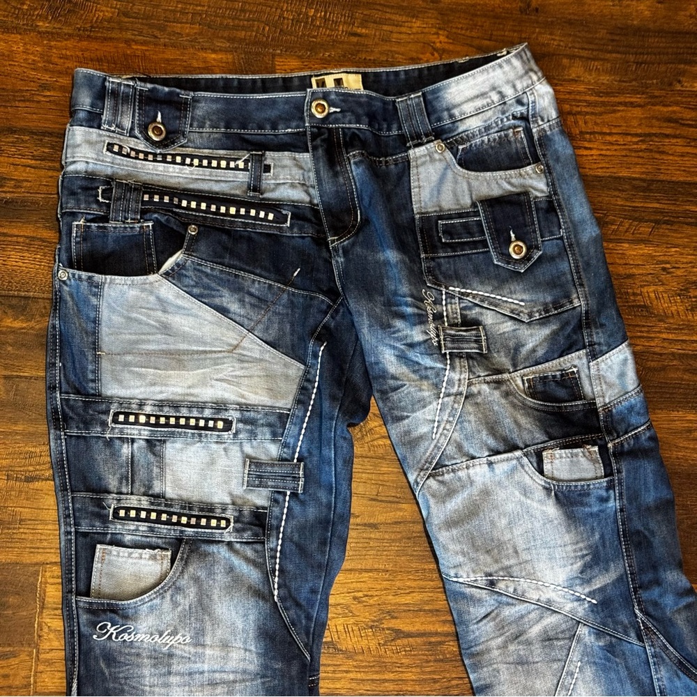Kosmo Lupe Blue Patchwork Jeans Men's -  40x34